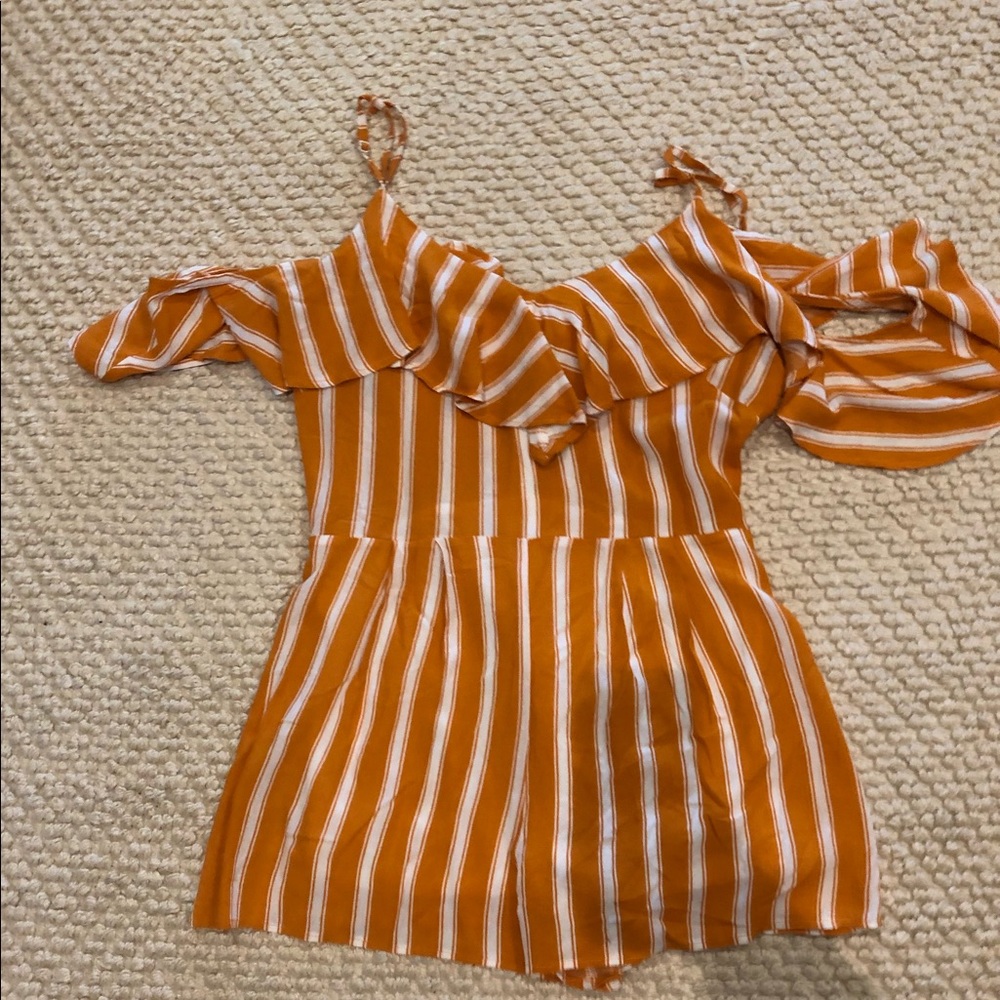 Striped orange romper